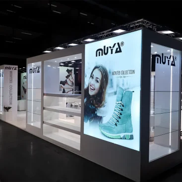 Custom exhibition stand in Italy, at international footwear trade fair