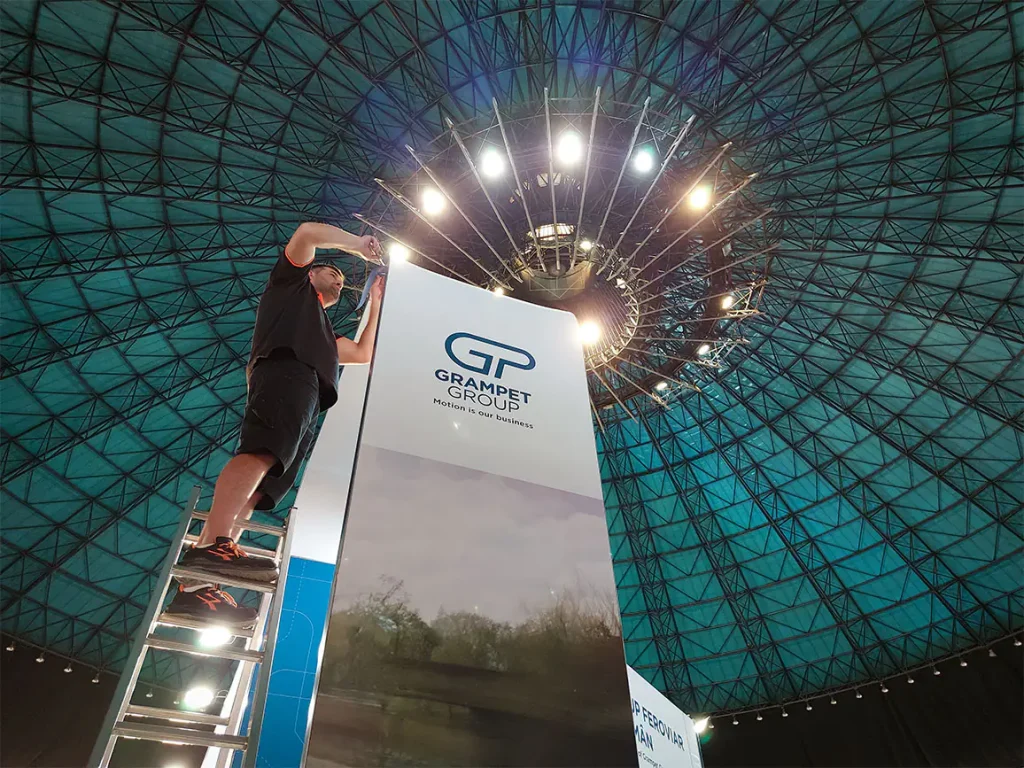 exhibition stand design and construction at TransLogistica Bucharest Grampet