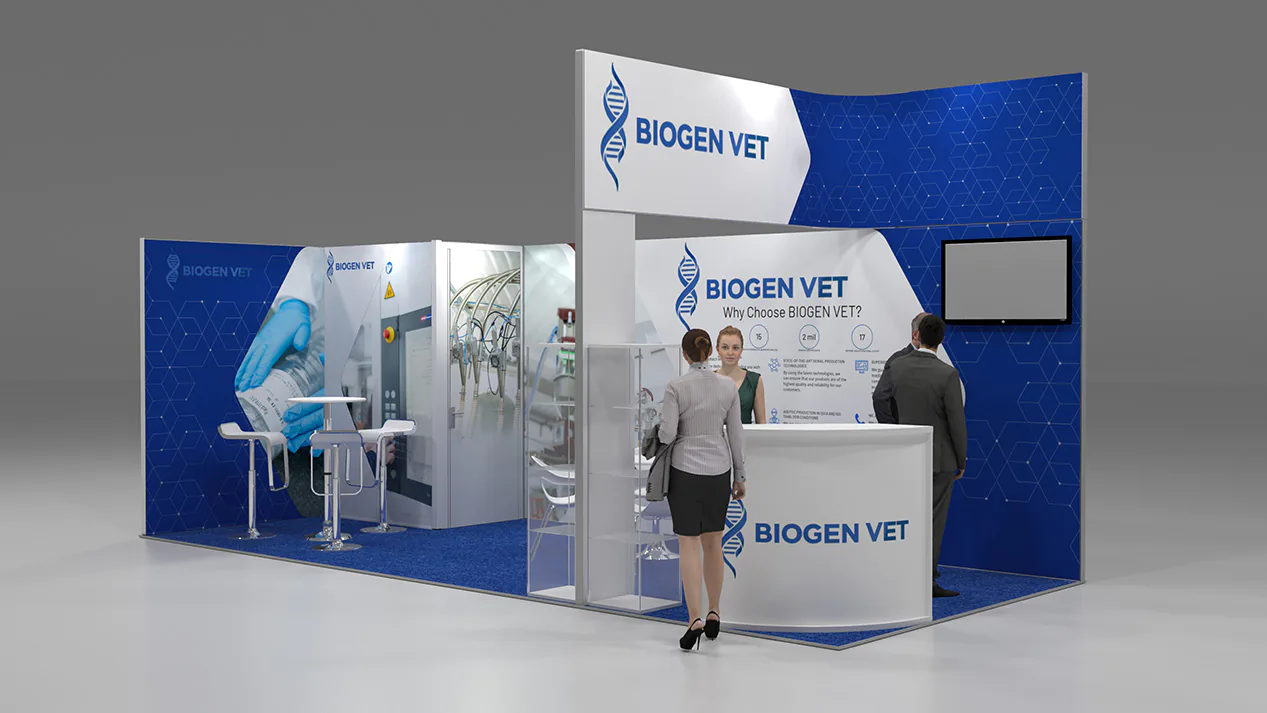 Exhibition stand design concept for Biogen Vet at MEDICA 2024, Düsseldorf
