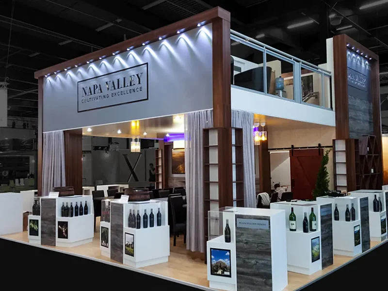 Custom double deck booth in France, for the wine & spirit tradeshow