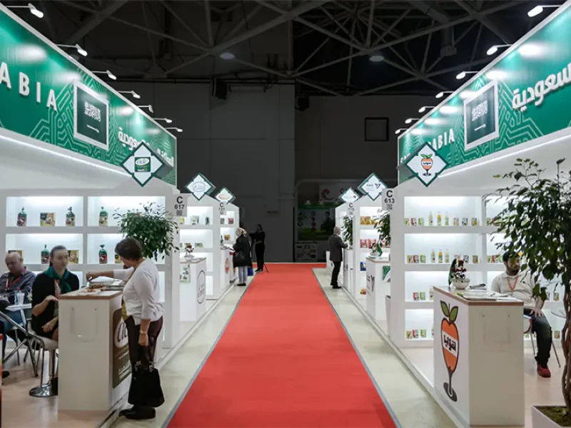 Country pavilion exhibition stands designed and built by professional exhibition stand builders in Paris – custom trade show booth for events and expos.