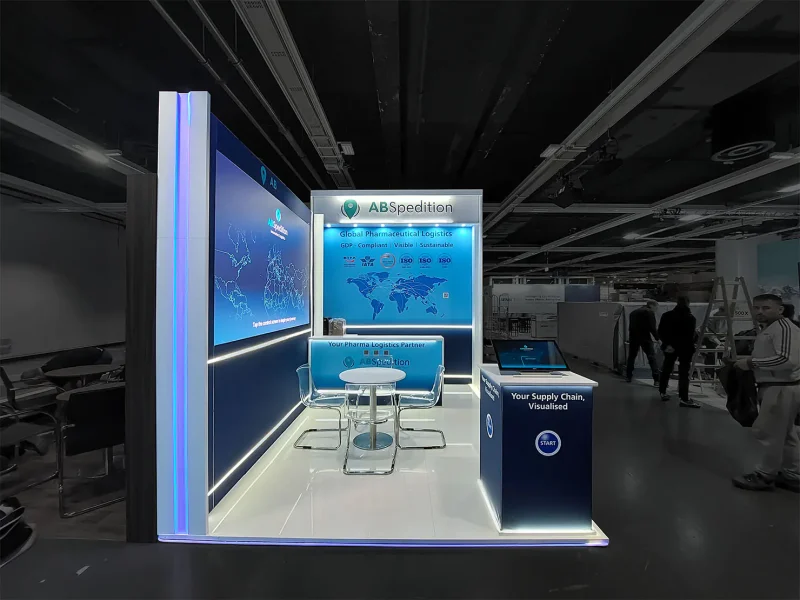 Modular exhibition stand at LogiPharma 2026 in Vienna, Austria