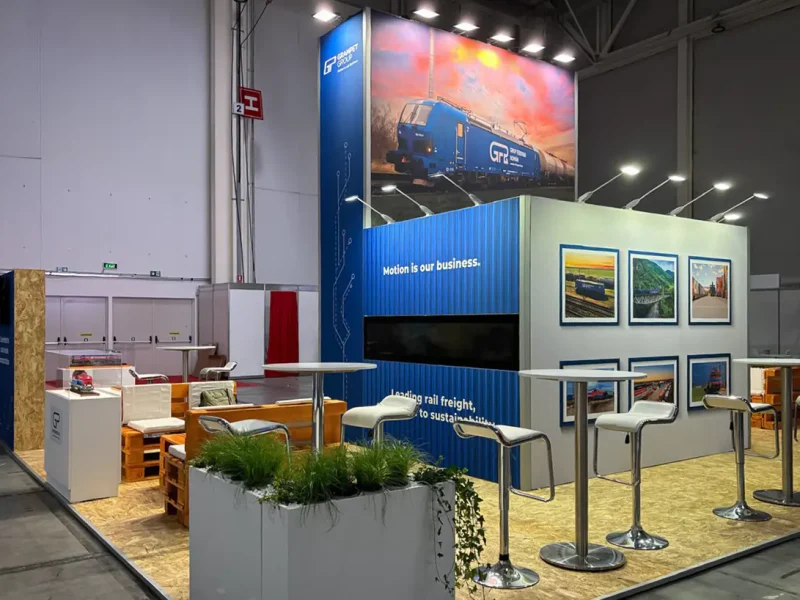 Exhibition booth construction in Bucharest for Grampet