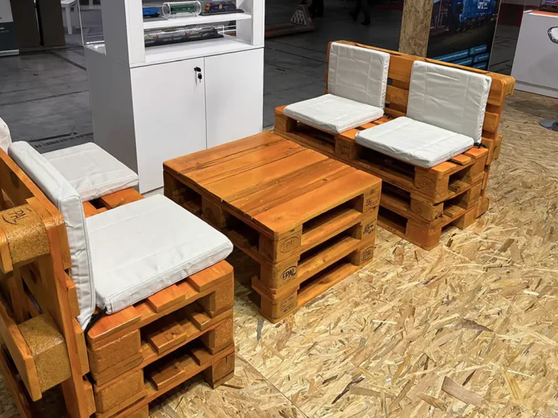 Exhibition stand construction and custom furniture in Bucharest for Grampet