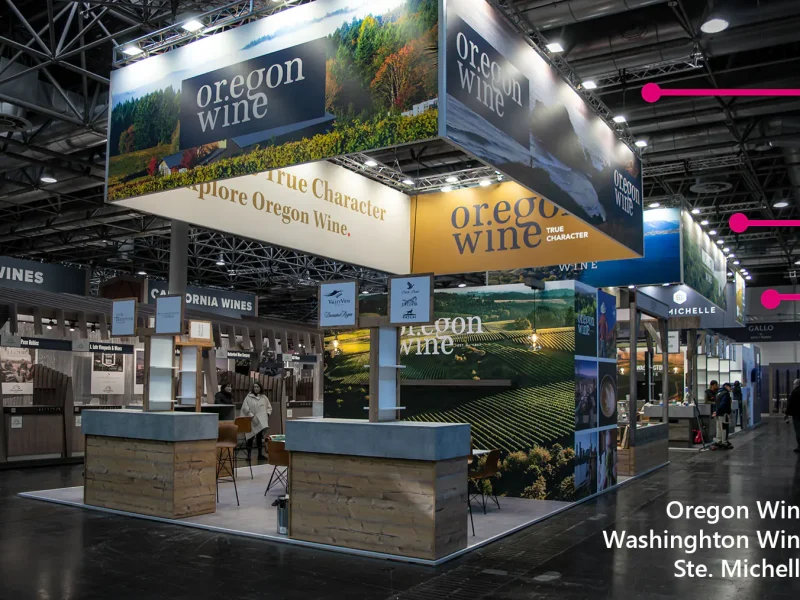 Three custom-built exhibition stands designed by XDS for ProWein 2025
