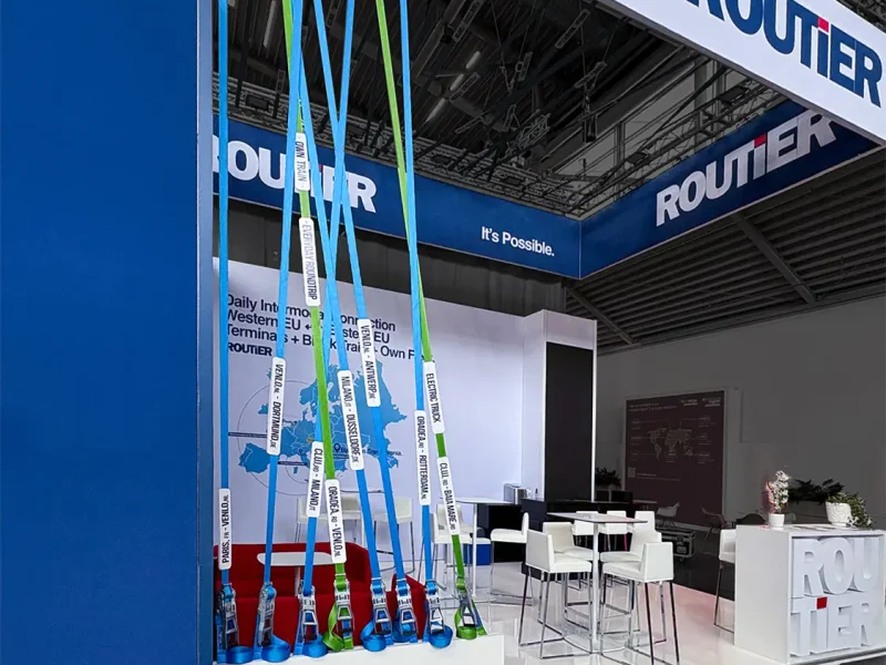Exhibition stand construction at transport logistic munich for ROUTIER