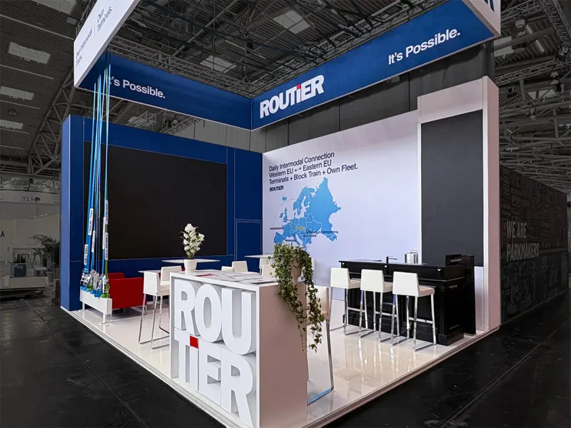 Exhibition stand construction at transport logistic munich for ROUTIER